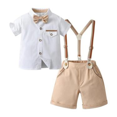 Imagem de Conjunto de roupas Boarnseorl Baby Boys Gentleman Shirt e shorts 3-6M