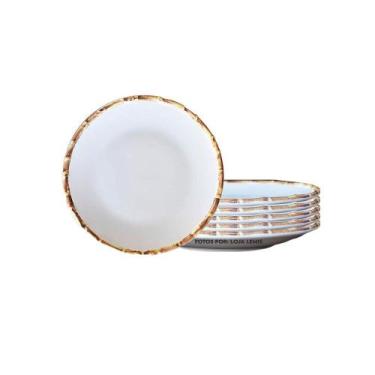 Imagem de Jogo 6 Pratos Sobremesa 20cm Bambu Cerâmica Scalla 1ª Linha