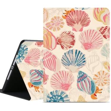 Imagem de Capa compatível com Apple iPad Air de 13 polegadas (M3 2025/M2 2024)/12,9 polegadas (6ª/5ª/4ª/3ª/3ª 2022/2021/2020/2018) com suporte de lápis, capa protetora para tablet, arte de concha do mar rosa