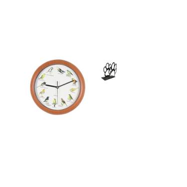 Imagem de Fenteer Relógio de Parede de Pássaro Canoro, Porta-guardanapos de Ferro, Porta-notas Multiuso, Relógios de Parede de Pássaros, Relógios Pendurados, Decoração