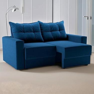 Imagem de Sofá 2 Lugares Retrátil Logos Suede Azul Marinho 140 cm