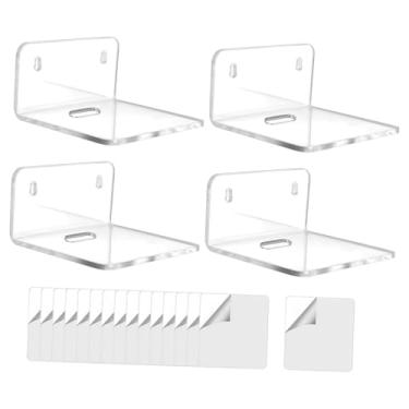 Imagem de ＫＬＫＣＭＳ Conjunto de 4 Prateleiras de Parede em Acrílico com Suporte para Mini Alto-falantes, Organizador de Parede Pequeno para Decoração de Sala de Estar e