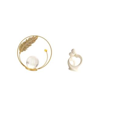 Imagem de Fenteer Escultura de Bola de Cristal em Metal, Estatueta Ornamental para Mesa, Suporte para Corredor, Lareira, Quarto, Sala de Estar, Escritório, Coleção Artí