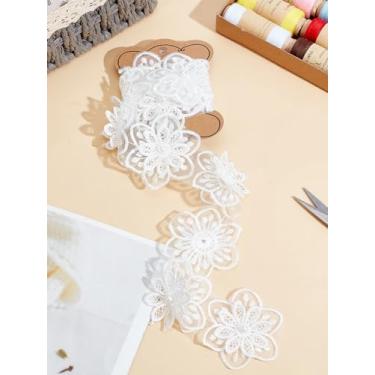 Imagem de Acabamento de renda de organza de 60 mm com imitação de pérolas de resina, acabamento de renda com cartão de exibição de papelão para decoração de festa de casamento, artesanato artesanal