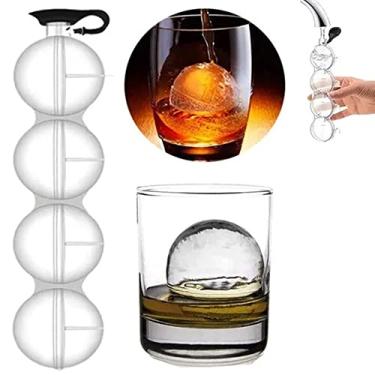 Imagem de Máquina de fazer bolas de gelo, cubo de gelo de silicone 2,2 bares, 4 bolas de molde esfera grande bandeja uísque, molde redondo de hóquei no gelo, reutilizável, máquina de gelo de