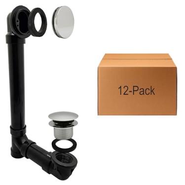 Imagem de Westbrass 493144H-12-05 Conjunto de resíduos e transbordamento de banho de 30,48 cm e 10,16 cm com plugue de drenagem de ponta e placa frontal ilusionária-SCH. Tubo ABS 40, níquel polido