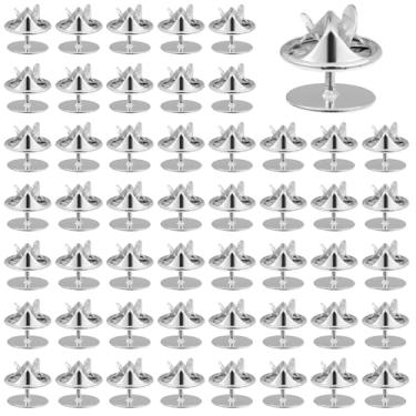 Imagem de IANFAN 50 pares de alfinetes de metal prateado, prendedores de gravata de borboleta em branco prendedores de pinos esmaltados para roupas, broche, uniforme, emblemas, chapéu de lapela, prendedor de