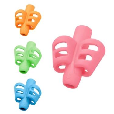 Imagem de Adaptador de Escrita Suporte para Lápis Ergonômico Escolar Aula Caneta Colorido Silicone Sortido