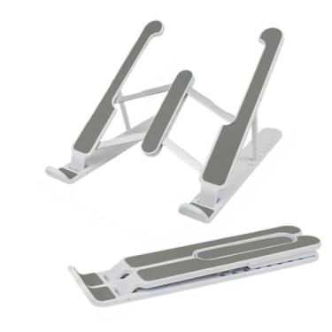 Imagem de Suporte de laptop ABS, suporte ajustável para laptop, design dobrável e portátil, suporte de resfriamento ventilado para notebooks e tablets, compatível com dispositivos de 10 a 15,6 polegadas, branco