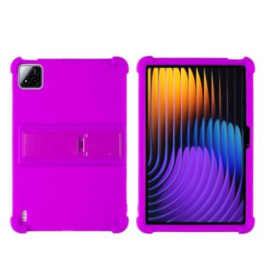 Imagem de QYiiD Capa para Xiaomi Pad 7 Pro/Pad 7 11,2 polegadas 2024, capa protetora dobrável de silicone leve para crianças para Xiaomi Mi Pad 7/Mi Pad 7 Pro de 11,2 polegadas, roxo