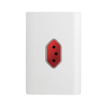 Imagem de Tomada 2p+t Vertical De 20 Ampères Vermelha Da Linha Novara - 1200-46 - Dicompel