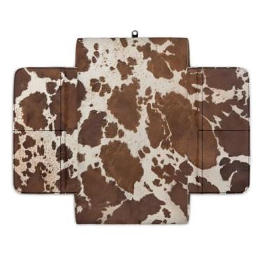 Imagem de Wanyint Almofada de console central de carro com estampa de vaca bege marrom confortável protetor de caixa de descanso de mão macio para assento de carro organizador de descanso de braço capa