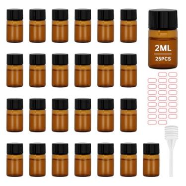 Imagem de eispap 12 frascos de vidro âmbar de 2 ml, frascos de óleo essencial transparentes, recipientes vazios de amostra cosmética com tampa preta para óleos essenciais, perfumes, aromaterapia (12)