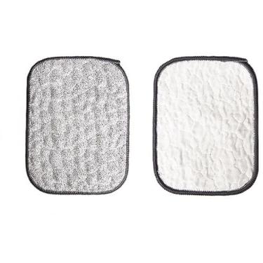 Imagem de Pano de prato acolchoado de 2 camadas - 20% fibra de prata + 80% algodão - absorvente, sem arranhões - reutilizável para pratos, panelas e frigideiras, 6 peças