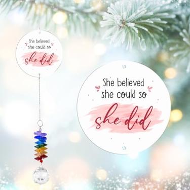 Imagem de GIFTELIX Enfeites de Natal – Presentes inspiradores para mulheres amigas – Ideias de presente de promoção motivacional – Novos presentes de trabalho para mulheres – Decoração de janela para pendurar