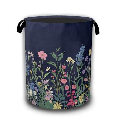 Imagem de Cesta de roupas daninhas, ervas e flores silvestres, cesto de roupa à prova d'água, bolsa de pano Oxford, dobrável, balde de armazenamento de roupas, organizador de brinquedos decorativo para banheiro