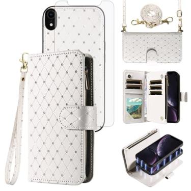 Imagem de Capa carteira compatível com iPhone XR 6.1 com zíper para celular e protetor de tela, alça transversal, suporte para cartão, capa para iPhone XR iPhone10R i Phonex 10XR 10R RX CR iPhoneXRcases