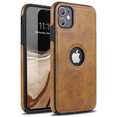 Imagem de Capa de couro retrô para iPhone 11 Pro anti-batida traseira capa de telefone TPU macio Business Shell (marrom, para iPhone 11 Pro)