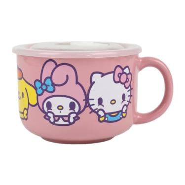 Imagem de Bioworld Hello Kitty & Friends Caneca de sopa de cerâmica de 590 ml com tampa ventilada