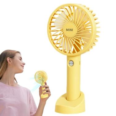 Imagem de ventilador portátil, ventilador portátil,Ventilador portátil pequeno com base | Ventilador de mão portátil pessoal, ventilador de resfriamento pequeno de recarga de 3 velocidades com base,