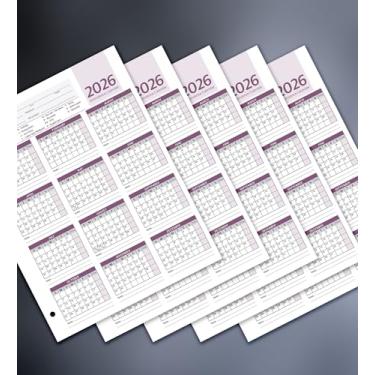 Imagem de Calendário de presença, cartão de funcionário 2026, papel cartolina pesada de 45 kg, 21,5 x 28 cm (roxo, 50 folhas)