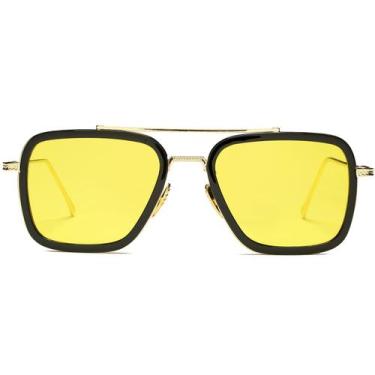 Imagem de Gafas de Sol AIEYEZO Tony Stark Vintage Cuadradas con Montura de Metal