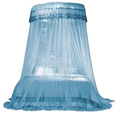 Imagem de Mosquiteiro de Teto Casal Gigante King/Queen – Sem Abertura Lateral, Renda Volta ao Mundo, Proteção Completa Contra Mosquitos(Azul)