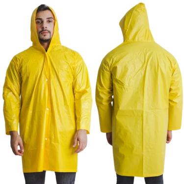 Imagem de Capa de Chuva Impermeável Amarela Com Capuz PVC Forrado Pop Com CA Maicol