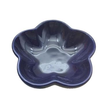 Imagem de prato de lanche Prato fundo de cerâmica cor sólida com 5 polegadas para flores, prato pequeno para mergulhar, utensílios cozinha para casa tigela de sopa(Dark Blue)