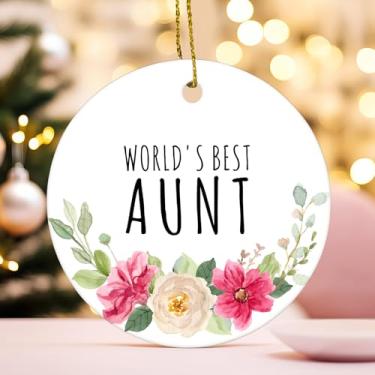 Imagem de Qeheb Enfeite de tia, presentes de melhor tia para o Natal do sobrinho sobrinho enfeites de pendurar para decorações de festa de árvore de Natal, enfeites decorativos de melhor tia do mundo, lembrança