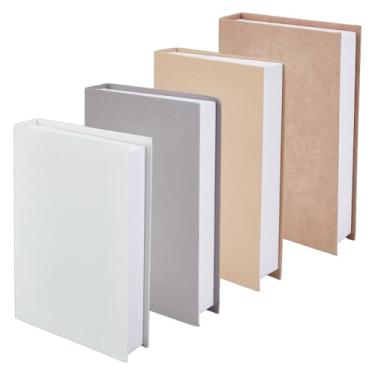 Imagem de UNICRAFALE Conjunto de caixa decorativa de 4 cores, 4 cores, caixa decorativa, estilo livro falso, organizadores para tirar fotos, decoração de cornija de casa 27 x 17 x 4 cm