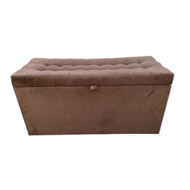 Imagem de Puff Baú Organizador 1 Metro com Assento Estofado - MDF 15mm, Suporta 180kg - Pronto para Uso(Marrom claro,Pés em PVC)