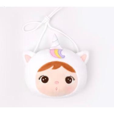 Imagem de Metoo Bolsa Infantil de Pelúcia Unicórnio, Branca com Detalhes Coloridos, Personagem Fofa