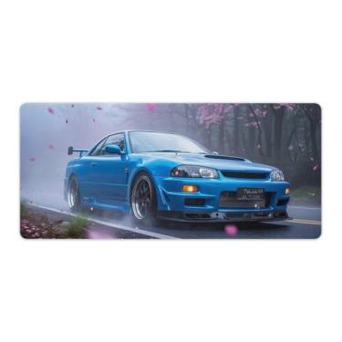 Imagem de HouLaiZhe JDM Tapetes de mesa de carro JDM R32 ーthree_browse-bin) Tapetes de mouse para jogos, tapetes de mesa grandes para teclado de mesa, computador, 40 x 90 cm