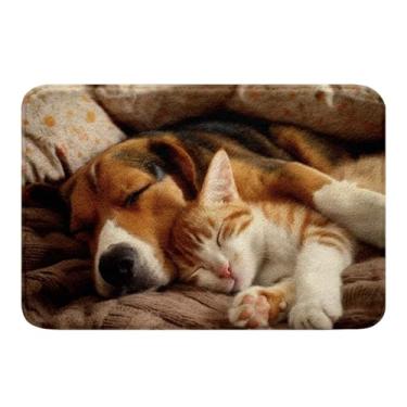 Imagem de jejeloiu Tapetes de banheiro infantis fofos para cães e gatos, 40,6 cm x 61 cm, kawaii, filhote, gatinho, para banheiro, meninos, meninas, animais, para chuveiro, banheira, acessórios de banheiro