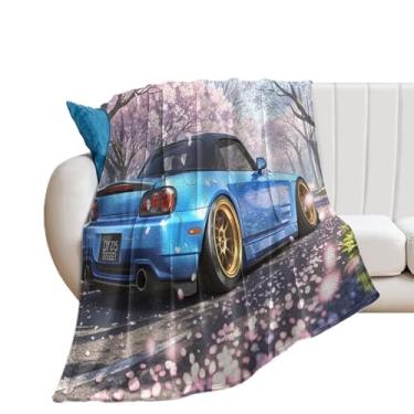 Imagem de HouLaiZhe Cobertor super macio de flanela flor de cerejeira JDM S2000 cobertores refrescantes leves para sofá-cama, cadeira, sofá, carro, viagens ao ar livre, leve, quente, 101,6 x 127 cm