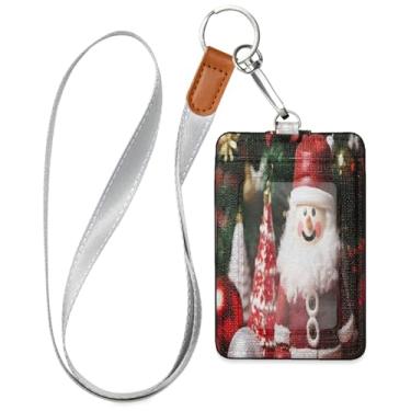 Imagem de Wassud Enfeites de boneco de neve de Natal cordões de couro PU para crachás de identificação, porta-chaves, porta-crachás, cartões de crédito para escritórios, funcionários estudantes, funcionários