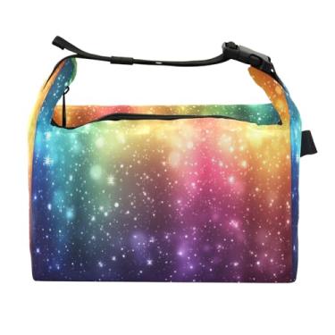 Imagem de STAYTOP Lancheira de fundo arco-íris brilhante com fivela de alça, lancheira isolada para meninos e meninas, lancheira térmica para trabalho escolar