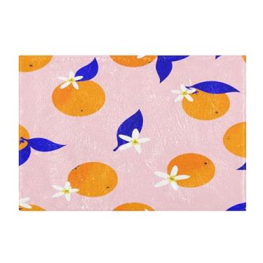 Imagem de Burbuja Tapete de banheiro laranja sobre rosa, tapete de banheiro absorvente extra macio com suporte antiderrapante para banheiro, banheira, chuveiro, 40 x 61 cm