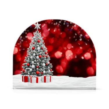 Imagem de Qilmy Lindo suporte de guardanapo de acrílico para árvore de Natal, porta-guardanapos para mesas cozinha restaurante decoração de casa, suporte decorativo moderno para guardanapos de coquetel de papel