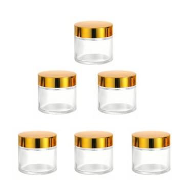Imagem de 6 frascos de vidro transparente de 60 g de 60 g, recipientes vazios redondos recarregáveis, frascos de viagem para cosméticos, manteiga corporal, esfoliantes, creme para o rosto, pomadas, frasco