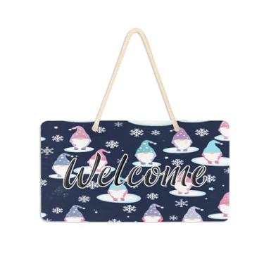 Imagem de Burbuja Placa de boas-vindas de gnomos para porta da frente, placa de boas-vindas de PVC para decoração de férias de casa de fazenda, 15 x 28 cm