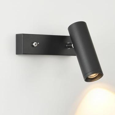 Imagem de Luminária de parede LED giratória para cabeceira, 7W, 3 modos de cor, ideal para sala de estar, escritório e quarto de hotel.