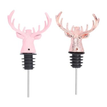 Imagem de Zerodeko 2 peças aerador de vinho cabeça de veado metal vinho derramador de vinho rolha decoração de festa para entusiastas cor aleatória