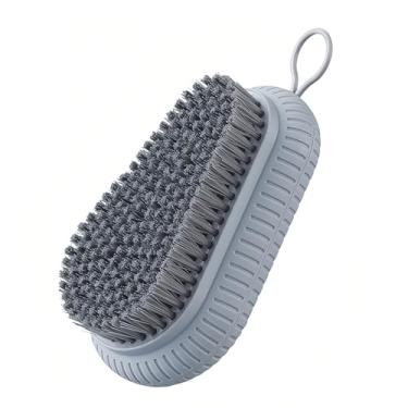 Imagem de Escova de limpeza doméstica - Escova de esfregar multiuso para tarefas gerais de limpeza, cerdas duráveis com alça confortável, Cinza