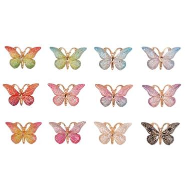 Imagem de 24 peças de ímãs de geladeira de borboleta, decoração de artesanato de borboleta 3D, adesivos magnéticos super fortes para geladeiras, quadros brancos, armários, máquinas de lavar louça, 12 cores de