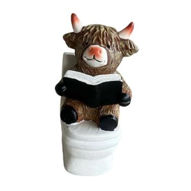Imagem de Baoblaze Miniatura realista de vaca Terras Altas, figura de ação detalhada e realista para decoração de casa, brinquedo de animal em miniatura para, C