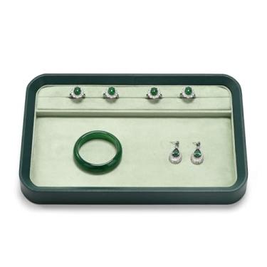 Imagem de Oirlv Bandeja de exibição de joias para vendedores bandeja de joias de veludo com compartimentos para anéis e pulseiras (verde)
