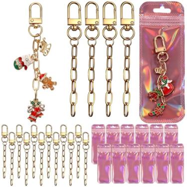 Imagem de Hinly 24 peças, kit de fabricação de chaveiros, 12 chaveiros em branco, 12 sacos de embalagem holográficos para bolsas, berloques, mulheres, homens, dia das mães, aniversário, ano novo, presente de