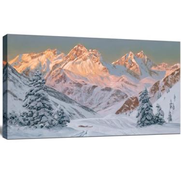 Imagem de dgbtcart Snow Mountain Arte de parede grande decoração de parede de inverno para sala de estar, imagens de montanhas, pintura de impressão em tela, arte moderna para quarto, escritório, decoração de